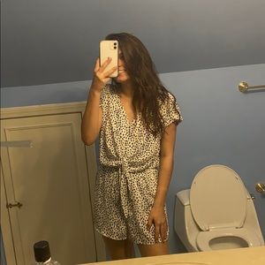 cute leopard romper with cute tie nwt